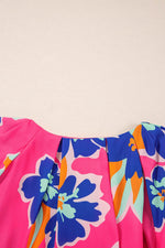 Load image into Gallery viewer, Rose Floral Pattern V Neck Balloon Sleeve Plus Size Blouse - Fashion Queen - 9