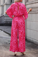 Load image into Gallery viewer, Rose Leopard Loose Sleeve Belted Wide Leg Jumpsuit - Fashion Queen - 11
