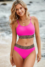 Load image into Gallery viewer, Rose Leopard Mesh Trim 2pcs Bikini Swimsuit - Fashion Queen - 11