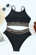 Load image into Gallery viewer, Rose Leopard Mesh Trim 2pcs Bikini Swimsuit - Fashion Queen - 17
