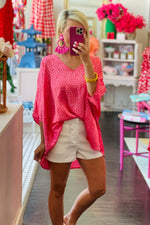 Load image into Gallery viewer, Rose Leopard Print Oversized Half Sleeve V Neck Top - Fashion Queen - 11