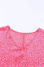 Load image into Gallery viewer, Rose Leopard Print Oversized Half Sleeve V Neck Top - Fashion Queen - 14
