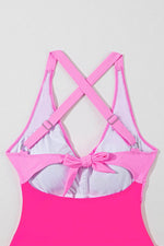 Load image into Gallery viewer, Rose Red Crisscross Straps Tie Back Flared One Piece Swimsuit - Fashion Queen - 18