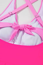 Load image into Gallery viewer, Rose Red Crisscross Straps Tie Back Flared One Piece Swimsuit - Fashion Queen - 19