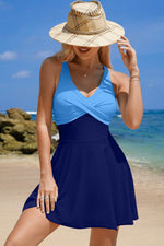 Load image into Gallery viewer, Rose Red Crisscross Straps Tie Back Flared One Piece Swimsuit - Fashion Queen - 28