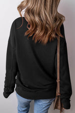 Load image into Gallery viewer, Rose Red Drop Shoulder Crisscross Stitching Pocketed Loose Sweatshirt - Fashion Queen - 5