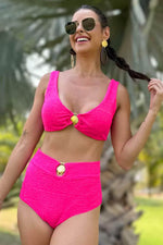 Load image into Gallery viewer, Rose Red Gold Shell Decor Wire-free Knotted 2pcs Bikini Swimsuit - Fashion Queen - 10