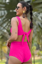 Load image into Gallery viewer, Rose Red Gold Shell Decor Wire-free Knotted 2pcs Bikini Swimsuit - Fashion Queen - 9