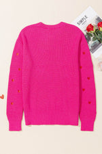 Load image into Gallery viewer, Rose Red Heart Shape Drop Shoulder Round Neck Sweater - Fashion Queen - 15
