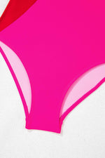Load image into Gallery viewer, Rose Red Knotted One Shoulder Two Tones Backless One Piece Swimsuit - Fashion Queen - 11