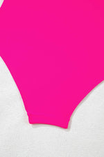 Load image into Gallery viewer, Rose Red Knotted One Shoulder Two Tones Backless One Piece Swimsuit - Fashion Queen - 13