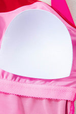 Load image into Gallery viewer, Rose Red Knotted One Shoulder Two Tones Backless One Piece Swimsuit - Fashion Queen - 16