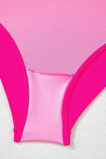 Load image into Gallery viewer, Rose Red Knotted One Shoulder Two Tones Backless One Piece Swimsuit - Fashion Queen - 17