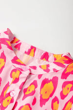 Load image into Gallery viewer, Rose Red Oversized Leopard Print Balloon Sleeve Casual Shirt - Fashion Queen - 16