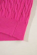 Load image into Gallery viewer, Rose Red Solid Cable Knit High Neck Drop Shoulder Sweater - Fashion Queen - 10