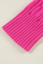 Load image into Gallery viewer, Rose Red Solid Cable Knit High Neck Drop Shoulder Sweater - Fashion Queen - 11