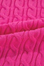 Load image into Gallery viewer, Rose Red Solid Cable Knit High Neck Drop Shoulder Sweater - Fashion Queen - 12