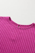 Load image into Gallery viewer, Rose Red Solid Color Ribbed Short Sleeve Wide Leg Jumpsuit - Fashion Queen - 10