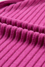 Load image into Gallery viewer, Rose Red Solid Color Ribbed Short Sleeve Wide Leg Jumpsuit - Fashion Queen - 11