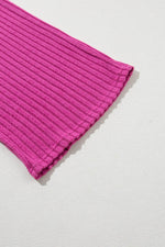 Load image into Gallery viewer, Rose Red Solid Color Ribbed Short Sleeve Wide Leg Jumpsuit - Fashion Queen - 6