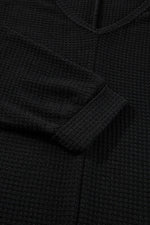 Load image into Gallery viewer, Rose Red Waffle Knit Side Slits Loose Fit V Neck Top - Fashion Queen - 30