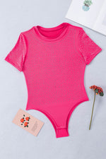 Load image into Gallery viewer, Rose Rhinestone Allover Round Neck Short Sleeve Bodysuit - Fashion Queen - 4