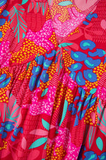 Load image into Gallery viewer, Rose Tropical Printed Lantern Sleeve V Neck Ruffled Plus Size Mini Dress - Fashion Queen - 11