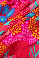 Load image into Gallery viewer, Rose Tropical Printed Lantern Sleeve V Neck Ruffled Plus Size Mini Dress - Fashion Queen - 5