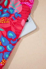 Load image into Gallery viewer, Rose Tropical Printed Lantern Sleeve V Neck Ruffled Plus Size Mini Dress - Fashion Queen - 9