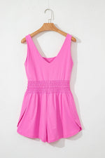 Load image into Gallery viewer, Sachet Pink Plain Sleeveless Loop Drawstring Cinched Waist Romper - Fashion Queen - 4