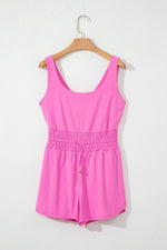 Load image into Gallery viewer, Sachet Pink Plain Sleeveless Loop Drawstring Cinched Waist Romper - Fashion Queen - 5