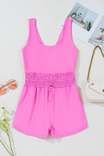 Load image into Gallery viewer, Sachet Pink Plain Sleeveless Loop Drawstring Cinched Waist Romper - Fashion Queen - 6