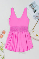 Load image into Gallery viewer, Sachet Pink Plain Sleeveless Loop Drawstring Cinched Waist Romper - Fashion Queen - 7