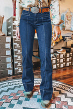 Load image into Gallery viewer, Sail Blue Center Seam Deep Wash Straight Jeans - Fashion Queen - 1