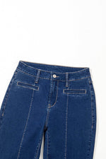 Load image into Gallery viewer, Sail Blue Center Seam Deep Wash Straight Jeans - Fashion Queen - 13