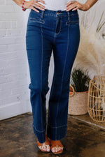 Load image into Gallery viewer, Sail Blue Center Seam Deep Wash Straight Jeans - Fashion Queen - 17