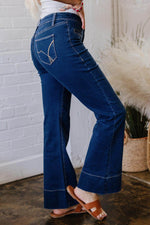 Load image into Gallery viewer, Sail Blue Center Seam Deep Wash Straight Jeans - Fashion Queen - 18