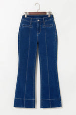 Load image into Gallery viewer, Sail Blue Center Seam Deep Wash Straight Jeans - Fashion Queen - 7