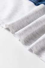 Load image into Gallery viewer, Sail Blue Colorblock Striped Patchwork 3/4 Sleeve Raw Seamed Sweatshirt - Fashion Queen - 8