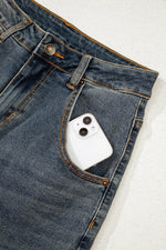 Load image into Gallery viewer, Sail Blue Exposed Stitching Loose Straight High Waist Jeans - Fashion Queen - 13