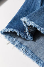 Load image into Gallery viewer, Sail Blue High Waist Button Fly Seamed Raw Hem Flare Jeans - Fashion Queen -  12