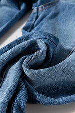 Load image into Gallery viewer, Sail Blue High Waist Button Fly Seamed Raw Hem Flare Jeans - Fashion Queen -  13