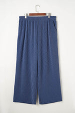 Load image into Gallery viewer, Sail Blue Ribbed V Neck Tee and Pants Plus Size Set - Fashion Queen - 15