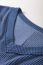 Load image into Gallery viewer, Sail Blue Ribbed V Neck Tee and Pants Plus Size Set - Fashion Queen - 21