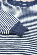 Load image into Gallery viewer, Sail Blue Striped Lantern Sleeve Drop Shoulder Cozy Sweater - Fashion Queen - 8