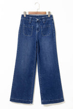 Load image into Gallery viewer, Sail Blue Wide Leg Pocketed High Waist Jeans - Fashion Queen - 4