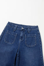 Load image into Gallery viewer, Sail Blue Wide Leg Pocketed High Waist Jeans - Fashion Queen - 6