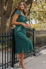 Load image into Gallery viewer, Sea Green Shirred Open Back Sweetheart Neck Ruffled Midi Dress - Fashion Queen - 11