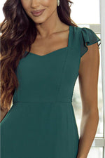 Load image into Gallery viewer, Sea Green Shirred Open Back Sweetheart Neck Ruffled Midi Dress - Fashion Queen - 5