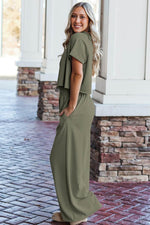 Load image into Gallery viewer, Seagrass Raw Hem Loose Tee and Wide Leg Pants Set - Fashion Queen - 3